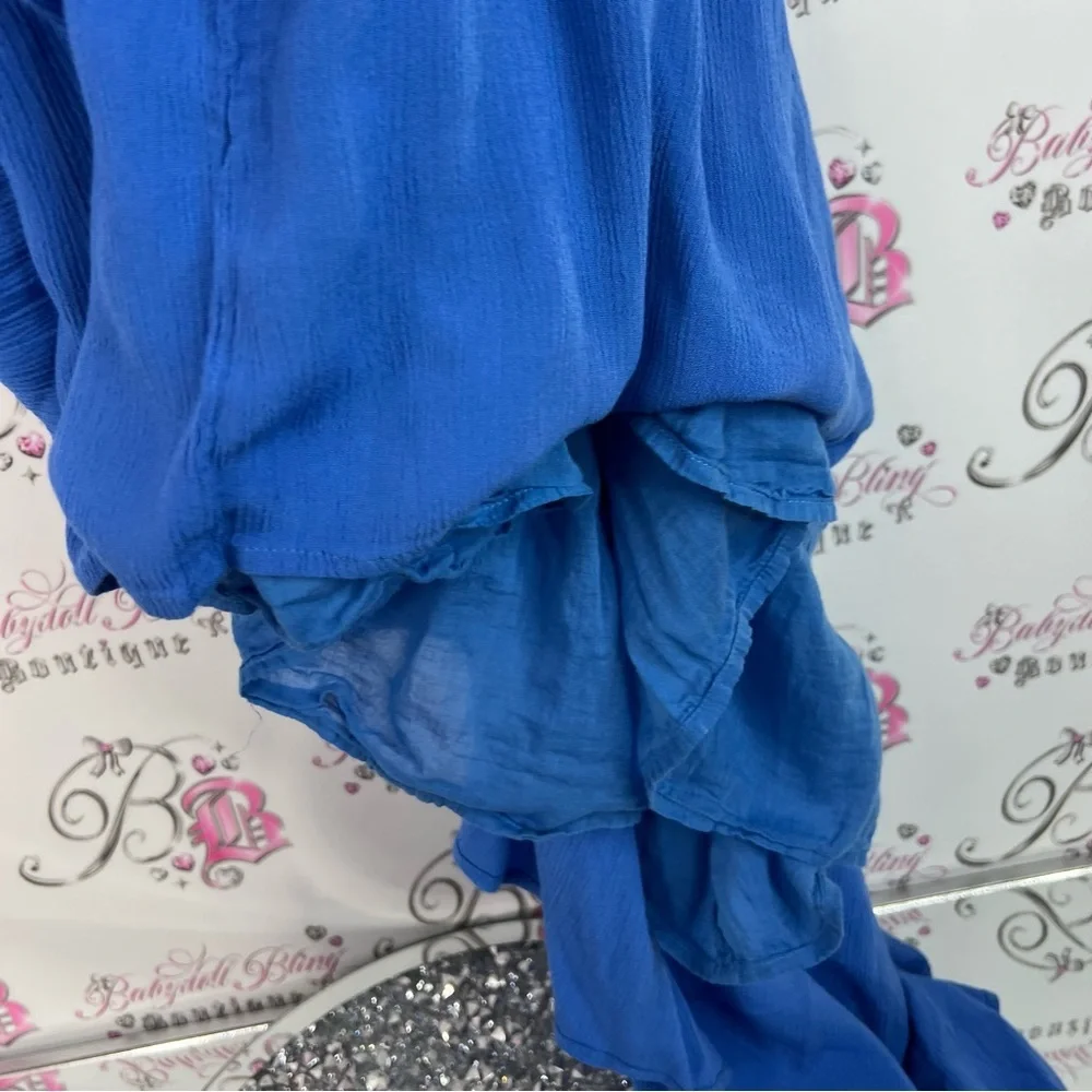 Twik dress open back flowy maxi stunning long sexy Vibrant Blue Backless Dress - Picture 5 of 8